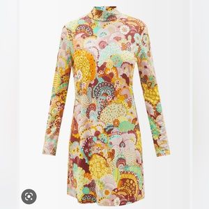 Suitcase high-neck floral-print jersey mini dress